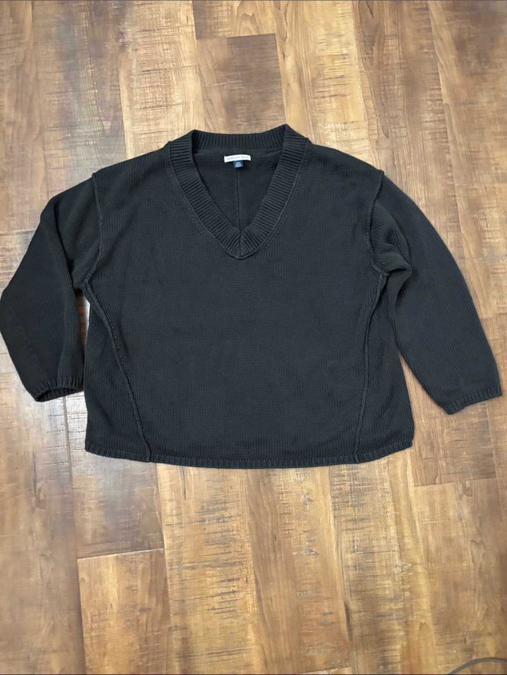 American EagleV-Neck Knit Sweater women’s size small oversize lounge dark gray